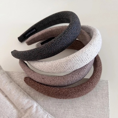 Fascia per Capelli in Lana Tweed Ispessita Minimalista da Donna Autunno Inverno Testa Alta Cerchietto Largo Fatto a Mano