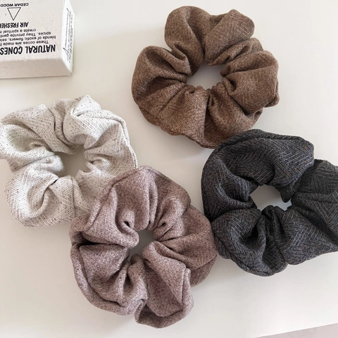 Coletero de Lana con Patrón de Espiga para Mujer Aro de Pelo Grande Versátil Lazos de Pelo Otoño Invierno Elegante Soporte Coleta