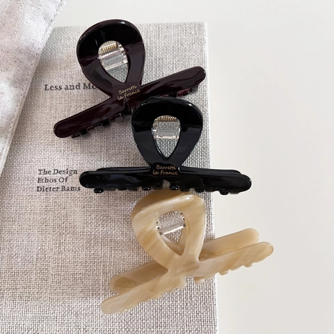 Molla per Capelli in Acetato Francese Minimalista Clip a Squalo Intrecciata per Donna Elegante Caffè Nero Albicocca Accessori