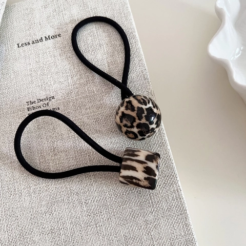 Elastici per Capelli in Resina con Sfera e Quadrato Leopardato per Donna Elastici per Capelli alla Moda Pendolare