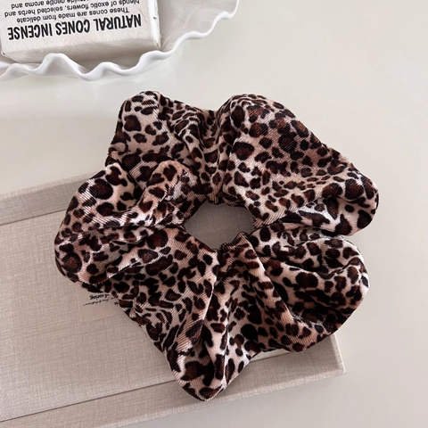 Elastico per Capelli in Velluto Maculato Retro per Donna Corda per Capelli Plissettata Moda Accessori per Capelli Marrone