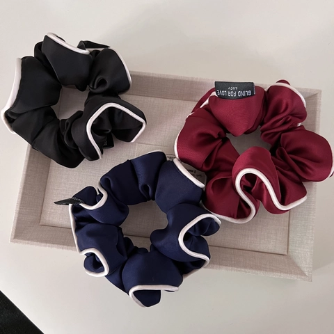 Eleganti Elastici per Capelli Plissettati in Satin con Bordino a Contrasto Alta Elasticità Grandi Fasce per Capelli da Donna Retro