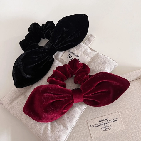 Coletero con Lazo de Terciopelo Elegante Retro Diadema Grande Vintage Soporte Elástico para Coleta Accesorio de Pelo Mujer
