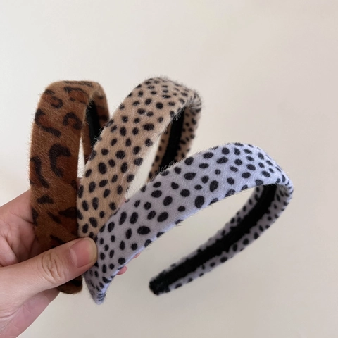 Cerchietto Vintage Con Stampa Leopardata a Tesa Larga in Peluche Per Donna Antiscivolo Moda Retro Autunno Inverno Accessori Capelli