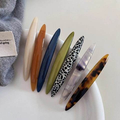 Minimalistischer Acetat Weidenblatt Haarclip Für Damen Retro Einfacher Zelluloseacetat Federclip Marmormuster Haarschmuck