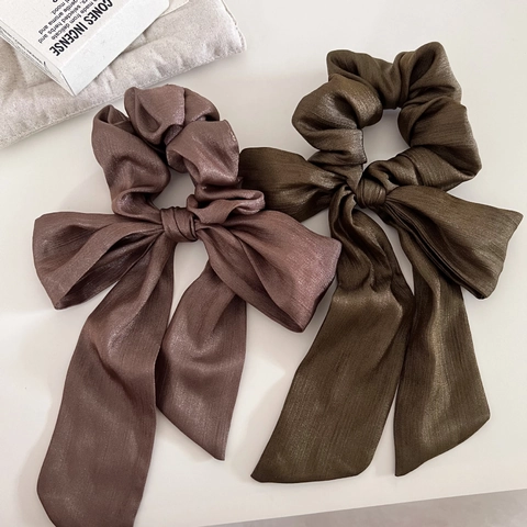 Französischer Stil Satin Schleife Haargummi Langes Band Haargummi Elastisches Haarband Schimmer Pferdeschwanz Halter Damen Haarschmuck