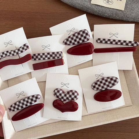 Vintage Rode Ruit Kleurblok Haarclip Hars Legering Haarpinnen Koreaanse Stijl Zoete Pony Clips Mode Hoofddeksels Voor Vrouwen