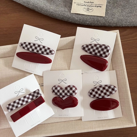 Vintage Rode Ruit Kleurblok Haarclip Hars Legering Haarpinnen Koreaanse Stijl Zoete Pony Clips Mode Hoofddeksels Voor Vrouwen