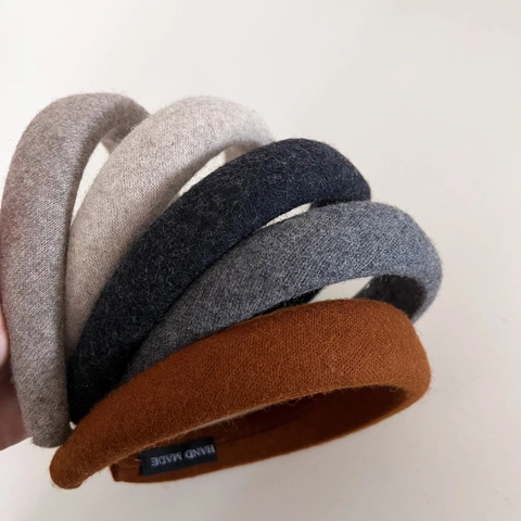 Diadema de Lana Acolchada Para Mujer Elegante Color Sólido Esponja Banda de Pelo Gruesa Moda Accesorios Para El Cabello
