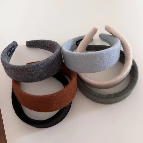 Minimalist Wide Woolen Headband For Women Solid Color Thickened Sponge Hairband Autumn Winter Fashion Handmade Hair Accessories Gift