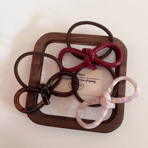 Anello per Capelli con Fiocco in Acetato Vintage Francese da Donna Elegante Chouchou con Fiocco Vuoto Elastico per Coda di Cavallo