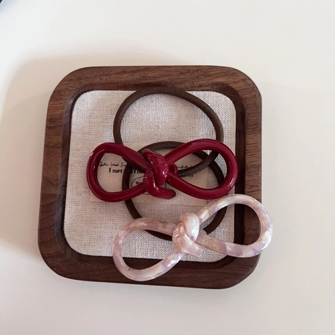 Anello per Capelli con Fiocco in Acetato Vintage Francese da Donna Elegante Chouchou con Fiocco Vuoto Elastico per Coda di Cavallo