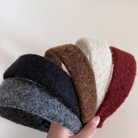 Cerchietto per Capelli in Pile di Lana Spessa a Tinta Unita Stile Coreano per Donna Autunno Inverno Fascia di Peluche Retrò Gioielli