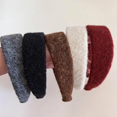 Cerchietto per Capelli in Pile di Lana Spessa a Tinta Unita Stile Coreano per Donna Autunno Inverno Fascia di Peluche Retrò Gioielli