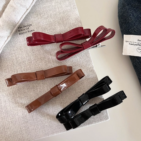 Dolce Fermaglio per Capelli a Fiocco in Pelle a Doppio Strato Lucido Korean Style Accessorio per Capelli per Donne