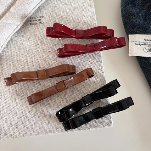 Dolce Fermaglio per Capelli a Fiocco in Pelle a Doppio Strato Lucido Korean Style Accessorio per Capelli per Donne