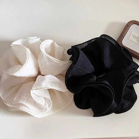 Coletero Scrunchie Gigante de Tela Plisada Estilo Coreano Elegante Francés Para Mujer Hecho a Mano Accesorios del Pelo