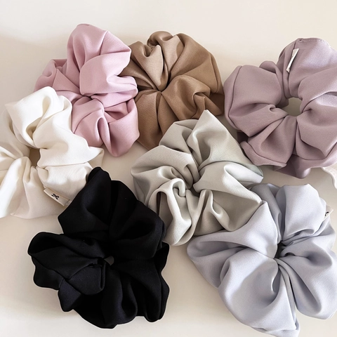 Women Korean Minimalist Solid Color Oversized Scrunchie High Elastic Fabric Hair Tie Ponytail Holder Hair Accessories