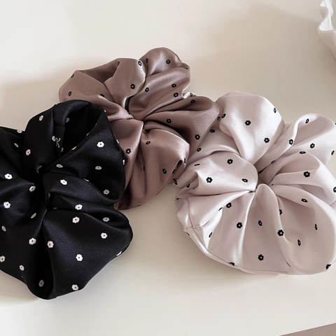 Koreanischer Stil Satin Blumen Scrunchie Großer Haargummi Bedruckter Elastischer Pferdeschwanzhalter Mode Haarschmuck Damen