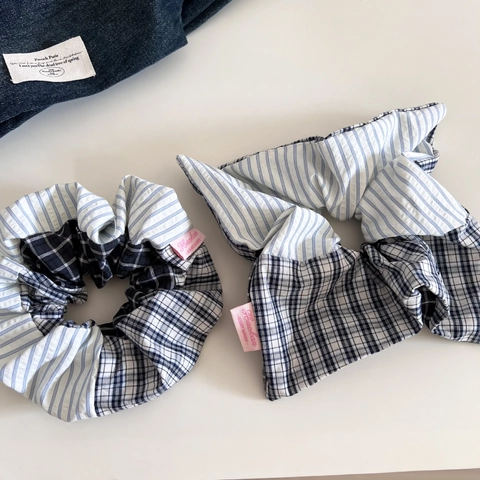 Elastico per Capelli Patchwork a Quadri e Righe Fatto a Mano in Tessuto per Donna Ragazza Dolce Fiocco Accessori Capelli