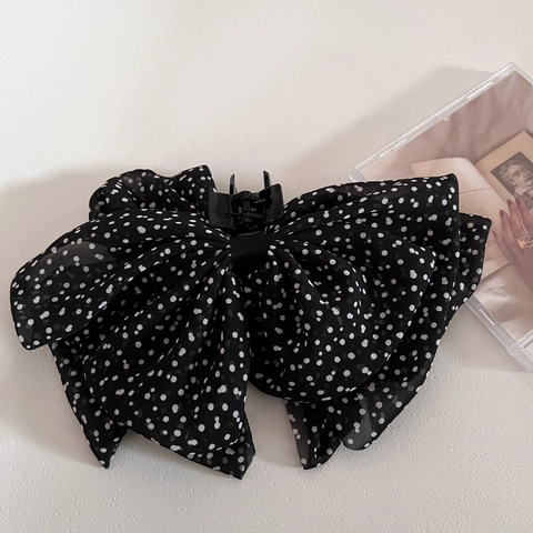 Französischer Vintage Große Netz Schleife Haarkralle Für Damen Chiffon Punktmuster Elegant Süß Übergroß Haarschmuck Geschenk