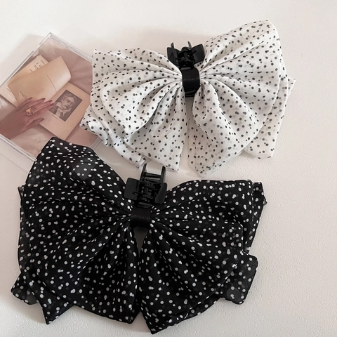 Französischer Vintage Große Netz Schleife Haarkralle Für Damen Chiffon Punktmuster Elegant Süß Übergroß Haarschmuck Geschenk