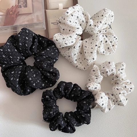 Coleteros de Flores Vintage Franceses Tela Plisada Lazos para el Cabello Patrón Botánico Accesorios de Moda Diaria para Mujer