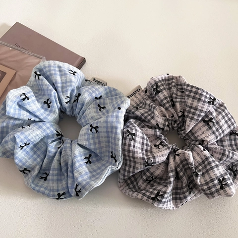 Style Coréen Carreaux Nœud Grand Chouchou en Tissu Élastique à Cheveux Élégant Bandeau pour Femmes Accessoires Cheveux Doux