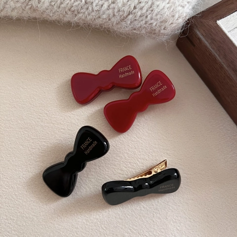 Retro Acetat Kleine Schleife Haarklammer Süß Sweet Entenschnabel-Clip Pony Seitenclip Elegante Haarschmuck Für Damen Mädchen