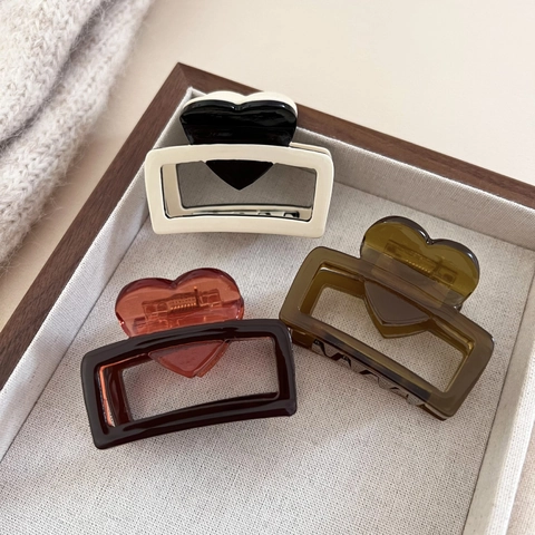 Pinza per Capelli in Acetato Vintage Francese a Cuore Quadrata per Donna Semplice Elegante Accessorio per Capelli Retro Testa