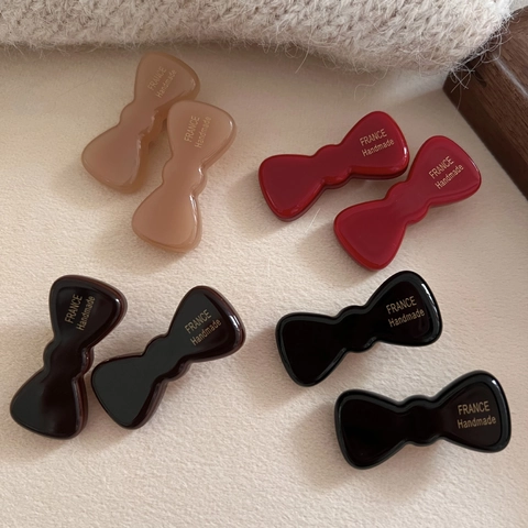 Retro Acetat Kleine Schleife Haarklammer Süß Sweet Entenschnabel-Clip Pony Seitenclip Elegante Haarschmuck Für Damen Mädchen