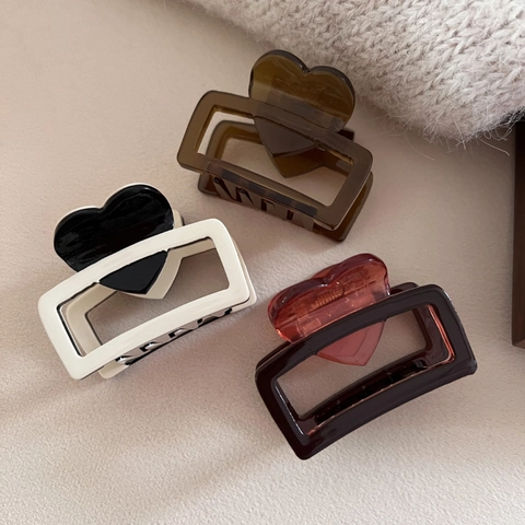 Pinza per Capelli in Acetato Vintage Francese a Cuore Quadrata per Donna Semplice Elegante Accessorio per Capelli Retro Testa