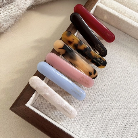 French Style Handmade Acetate Oval Hair Clip Minimalist Elegant Side Fringe Duckbill Clip For Women Vintage Geometric Accessory