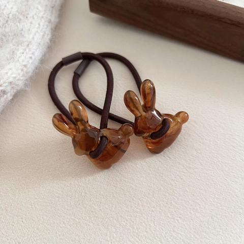 Süße Bernstein Harz Hase Haargummi Hochelastisch Minimalistisch Pferdeschwanz Halter Braun Haar Seil Für Damen Mädchen Täglich Haarschmuck