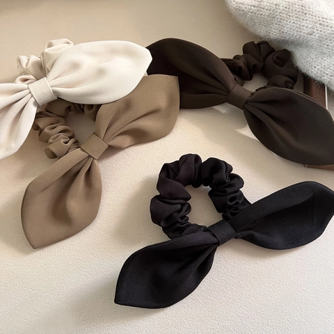 Elegant Large Bow Scrunchie With Streamer For Women Rabbit Ear Hair Tie Sweet Ponytail Holder Cloth Hair Accessories