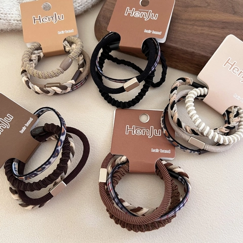 Stoffen Hoge Elasticiteit Scrunchies Aardetinten Haarelastiekjes Ruitjes Luipaardprint Ponytail Holders Simpel Duurzaam Mode Haaraccessoires Vrouwen