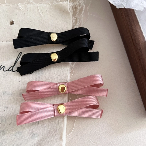 Fermagli per Capelli a Fiocco in Nastro Grosgrain Vintage Francese Con Fibbia in Metallo Oro Eleganti Fermagli Laterali Donna