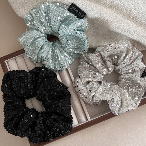 Coletero Grande Con Lentejuelas Brillantes Para Mujer Elástico Para El Pelo Brillante Anillo Para El Pelo Elegante Accesorios Para El Pelo