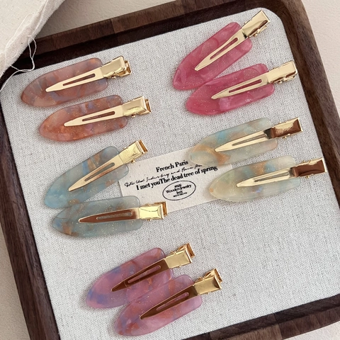 Acetate Marble Texture Hair Clips Handmade Traceless Alligator Clips Sweet Pearly Duckbill Hairpins For Women Jewelry