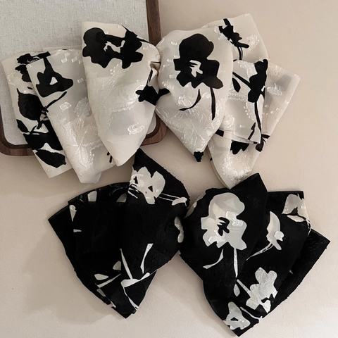 Pinza para el Pelo con Lazo de Tamaño Grande Vintage Francés para Mujer de Gasa con Flores Elegantes Accesorios para el Pelo
