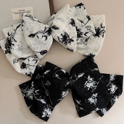 Pinza para el Pelo con Lazo de Tamaño Grande Vintage Francés para Mujer de Gasa con Flores Elegantes Accesorios para el Pelo