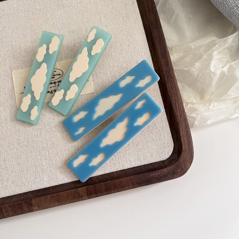 Pinza para el Pelo de Acetato con Patrón de Nube para Mujer Pinza Lateral Rectangular Pinza para Flequillo Estilo Coreano Dulce Accesorios