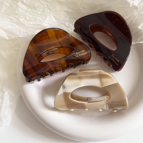 Minimalistische Azetat Hohl Halbkreis Haarkralle Französischer Vintage Schildpatt Marmor Haarklammer Damen Haarschmuck