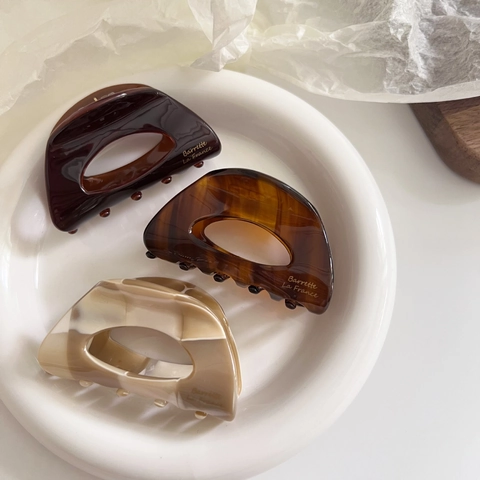 Minimalistische Azetat Hohl Halbkreis Haarkralle Französischer Vintage Schildpatt Marmor Haarklammer Damen Haarschmuck