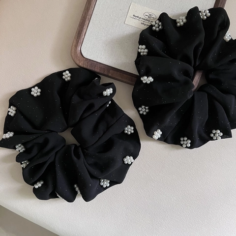 Grande Elastico per Capelli in Rete Con Fiori di Perle Artificiali Luccicante Per Donna Accessori Capelli Vintage Elegante