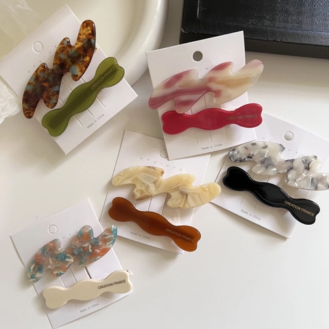 Fermagli per Capelli Ondulati in Acetato Retrò per Donna Motivo Marmo Tartaruga Fermaglio a Becco d'Anatra Geometrico Dolce Accessori