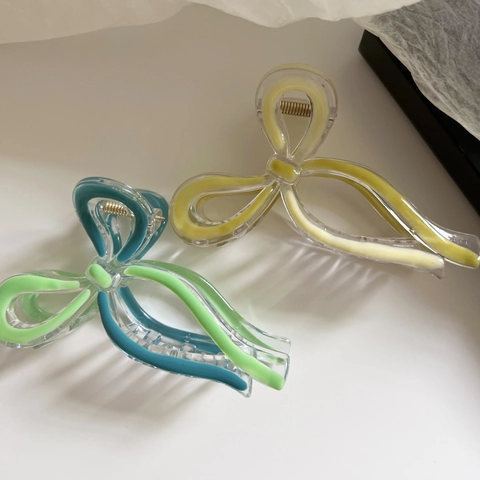 Bunte Schleife Haarklammer Für Damen Mädchen Acryl Harz Shark Clips Süß Koreanischer Stil Haarschmuck