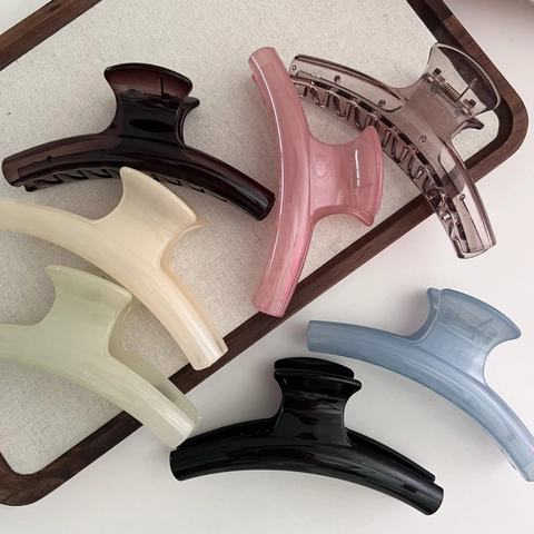 Pinza Grande para el Cabello Mujer Plástico Resina Brillo 13cm Estilo Francés Simple Elegante Color Sólido Accesorios para el Pelo