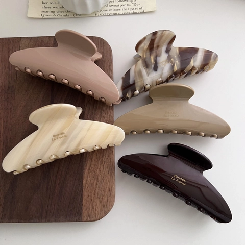 Pinza para el Cabello Grande de Acetato de Celulosa Mármol Francés Shark Clip Accesorio Elegante Antideslizante para Mujer Pelo Grueso