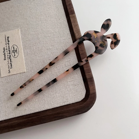 Vintage Acetate Rabbit U-Shaped Hair Stick Elegant Hair Fork Bun Maker French Hair Pin Accessories For Women